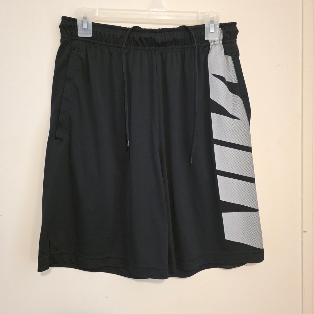 Nike Mens Dri Fit Basketball Shorts Size Large Black Graphic Swoosh Athletic
